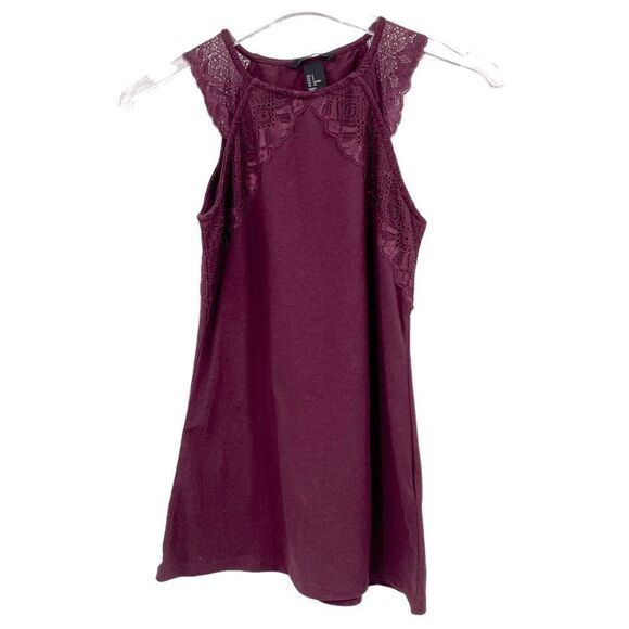 H&m Burgundy Tank w/ Lace - Picture 2 of 6